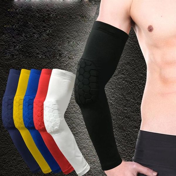 

elbow & knee pads 1pc basketball football sports pad breathable uv protection arm sleeve shooting crashproof honeycomb guard sport2380, Black;gray