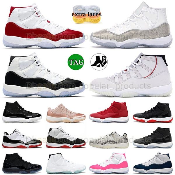 

2023 new jumpman 11 basketball shoes 11s cherry concord platinum tint metallic silver mens womens sneaker pink space jam cement grey high lo