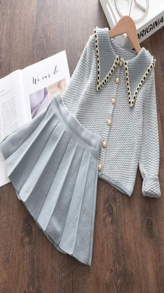 

clothing sets melario girls baby winter knitted clothes fashion kids elegant plaid sweaters and skirt outfits princess knitwe1695634, White