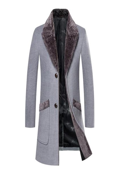 

large size winter men039s windbreaker korean version of slim long wool casual woolen coat fashion temperament trend slim coat2709512, Black