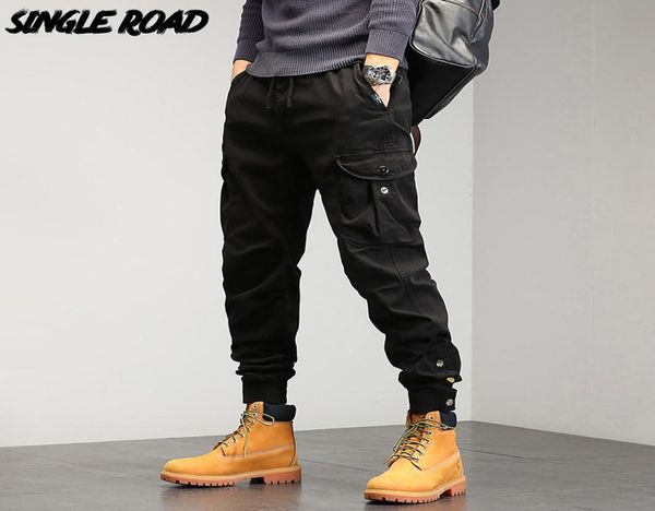 

mens cargo pants baggy button hip hop fashion techwear joggers male trousers streetwear casual 220422033187350, Black
