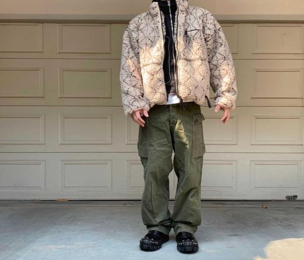 

kapital khaki fleece double side jacket lamb print warm0123535156, Black