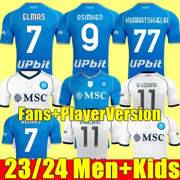 

23 24 napoli soccer jerseys maglia naples 2023 2024 kids kit men football shirt h.lozano kvaratskhelia simeone ssc napoli maillots de foot m, Black;yellow