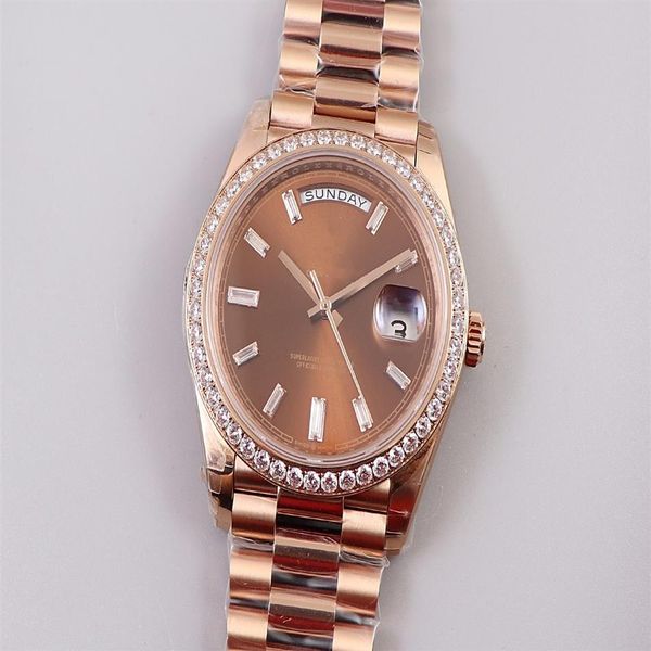 

ew men's watch has diameter 40mm a thickness of 12mm it is equipped with 3255 automatic chain movement quick adjustment and2956, Slivery;brown