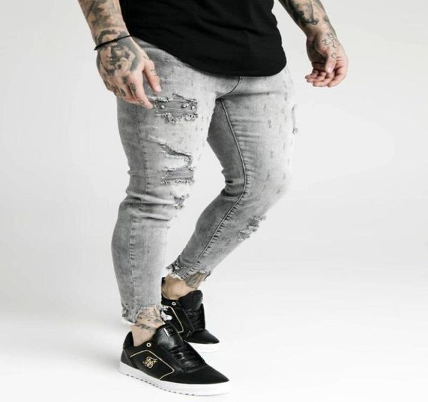 

men039s jeans siksilk cropped slim fit gray0123456787687182, Blue