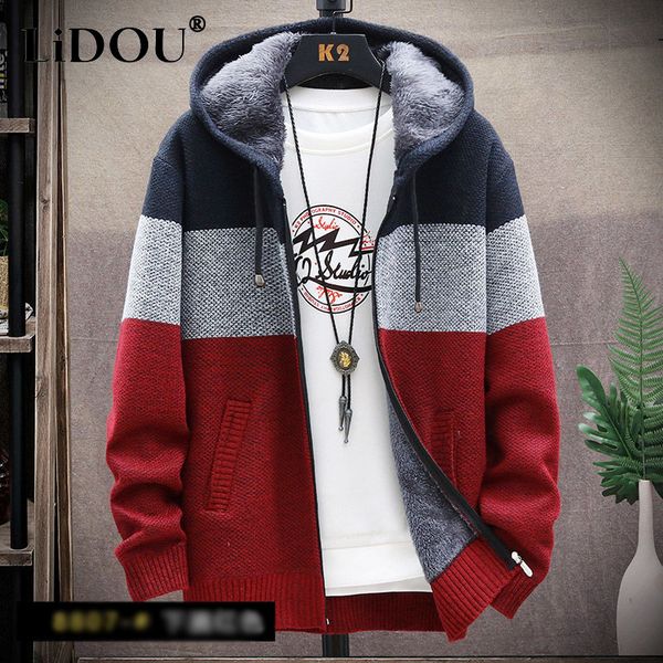

men's sweaters autumn winter korean style patchwork fleece thick knitwear man fashion all match jacket male vintage y2k casual gentmen, White;black