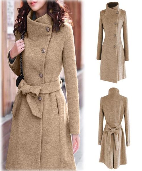 

2020 womens winter lapel wool coat trench jacket long sleeve overcoat outwear abrigos mujer invierno 2020 camel coat plus size5528451, Black