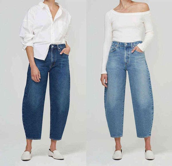 

2022 early spring new coh banana harlan jeans women039s 9point loose high waist covering meat showing thin1031190, Blue