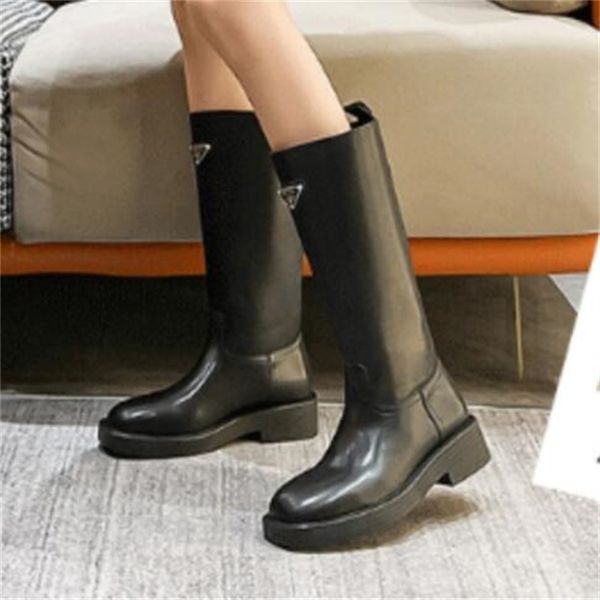 

luxury ankle boots designer classic lady booties fashion motorcycle leather boot chunky heel shoes high cut sneaker letter knight boots, Black