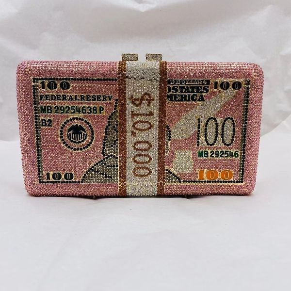 

evening bags fashion metal inlaid diamond dinner bag us dollar handbag pattern banquet party yls 230821
