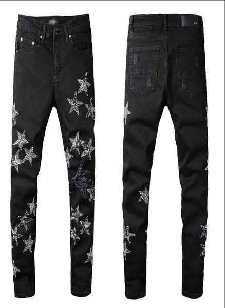 

20ss mens designer jeans distressed ripped biker slim fit motorcycle denim for men s fashion jean mans pants pour homm4505028, Blue