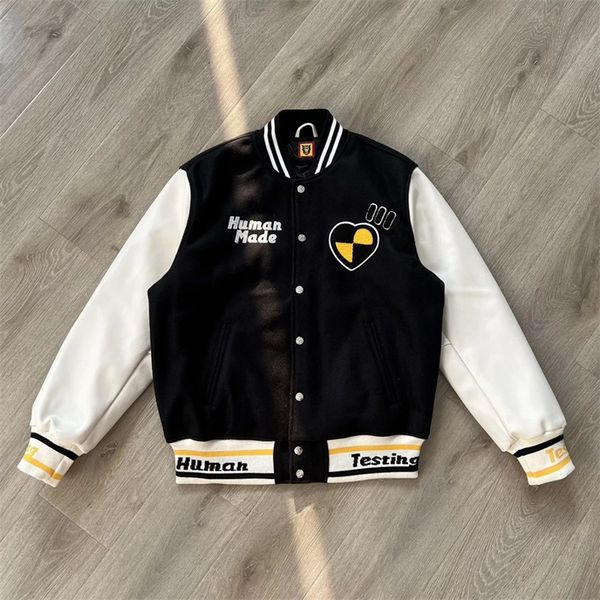 

men s jackets human made autumn pattern robot embroidery baseball clothes jacket men and women sweethearts paragraph loose coat 230822, Black;brown