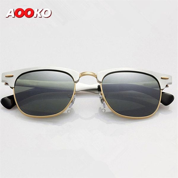 

luxury- sunglasses for men sports sunglasses soscar 3507 aluminum magnesium frame green classic g-15 lenses with original leather 277a, White;black