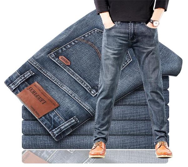

2020 new men039s stretch regular fit jeans business casual classic style fashion denim trousers male black blue gray pants7290531