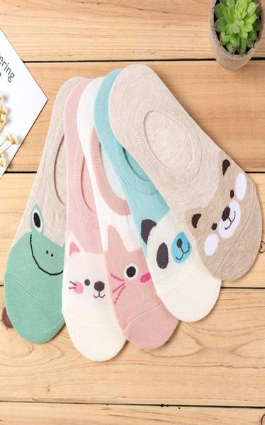 

5 pairslot women socks candy color small animal cartoon pattern boat sock for summer breathable casual girls funny fashion7628707, Black;white