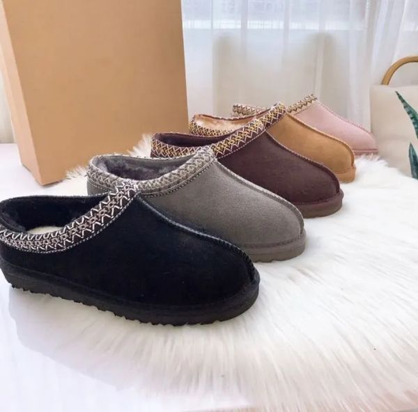 

ankle winter boot designer fur snow boots tasman slipper flat heel fluffy mules real leather australia booties for woman, Black