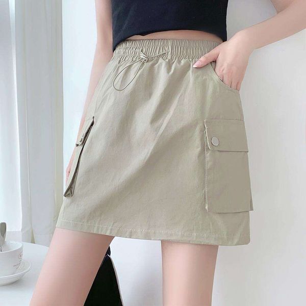 

overalls skirt for women summer korean style high waist slimming a line short babes butt wrap, Black