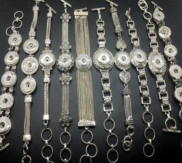 

whole 10pcslots different style ginger snaps button bracelet fit for 18mm interchangeable diy snaps charm size adjustable34099472160834, Golden;silver