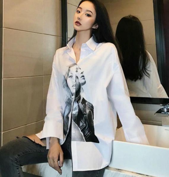 

new harajuku character print shirts 2020 spring fashion loose casual women and blouse printed white female blusas shirts5422780