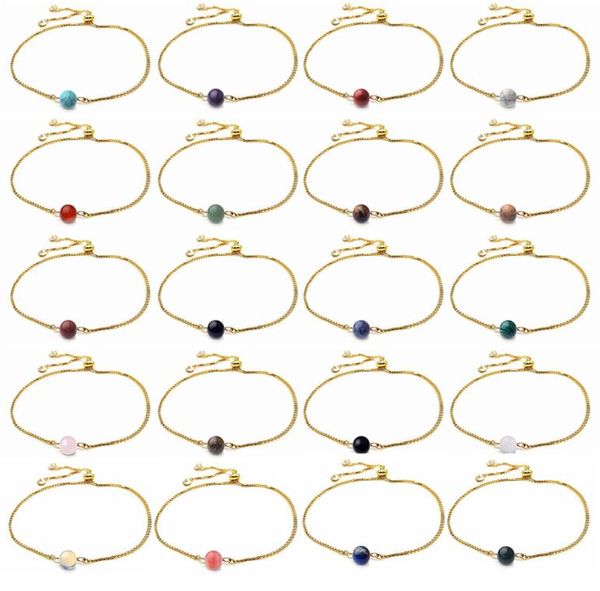 

adjustable healing crystal cuff chain bracelet wristbands 8mm stone beads chakra gemstone bangle anklet jewelry for men women teen5045038, Black
