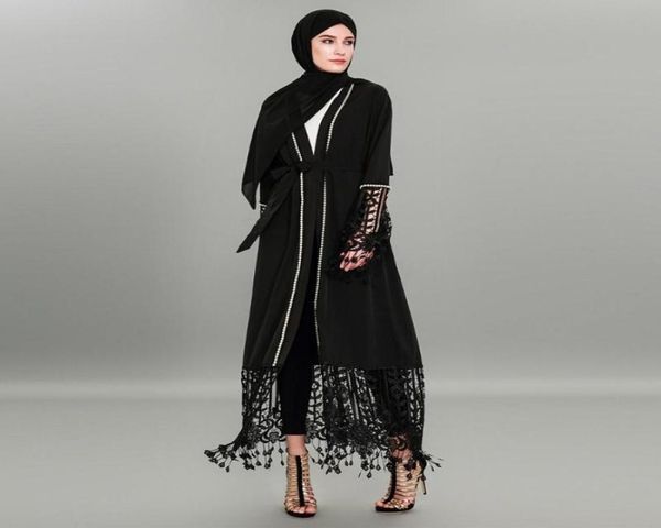 

women muslim abaya dress patchwork lace cardigan black muslim dress kaftan dubai hijab plus size 4xl islamic clothing4628347, Red