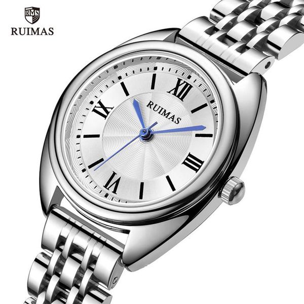 

ruimas women's quartz watches luxury business wristwatch stainless steel waterproof dress watch lady relogio feminino clock 5188v, Slivery;brown