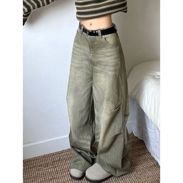 

women's jeans deeptown y2k harajuku vintage pant oversized grunge wide leg baddies streetwear denim trousers korean fashion gyaru 23082, Blue
