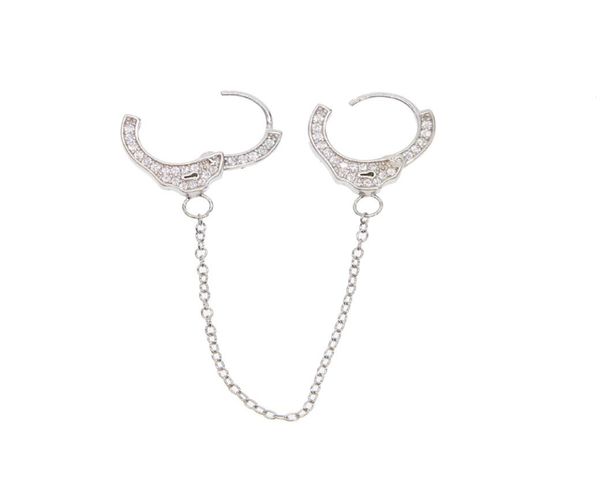 

100 925 sterling silver handcuff earring 1 piece unique design long chain clip on hoop european women multi piercing earring4085532, Golden;silver