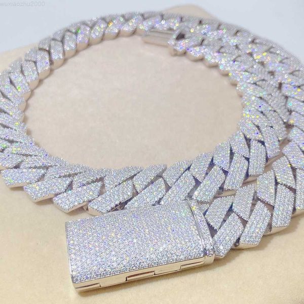 

luxury customized jewelry hip hop iced out mens miami sterling silver 4 rows 20mm cuban link chain