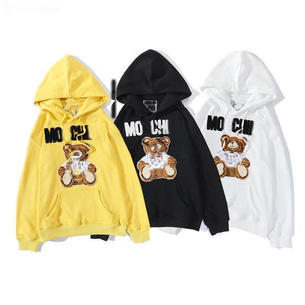

designer hoodie space bear loose long sleeve cotton t-shirt streetwear fashion mid-length hoodie featuring moschh's little bear long sl, Black