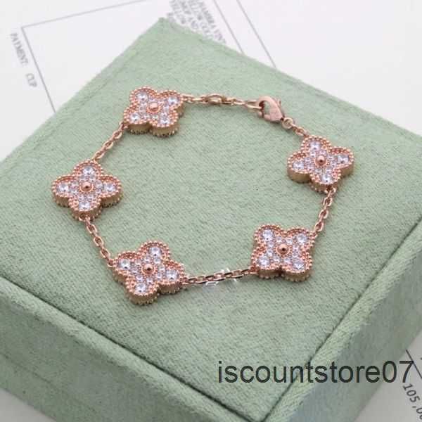 

luxury designer four-leaf clover bracelet 18k gold agate flower chain jewelry lucky lady and girl couple holiday party gift. 3, Golden;silver
