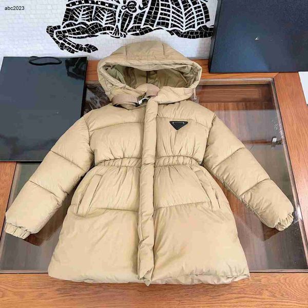 

new designer kids mid length cotton jacket waist design baby winter clothing size 110-160 cm fashion solid colors hooded outwear aug16, Blue;gray