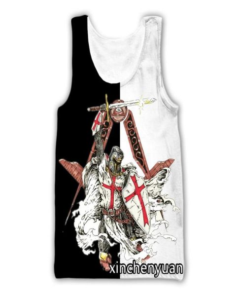 

men039s tank xinchenyuan menwomen 3d printed knight templar casual vest fashion streetwear men loose sporting d432905456, White;black