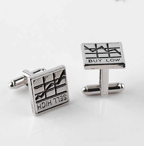 

buy low sell high square business trader gift men french cufflinks for men cuff botton 86939245, Silver