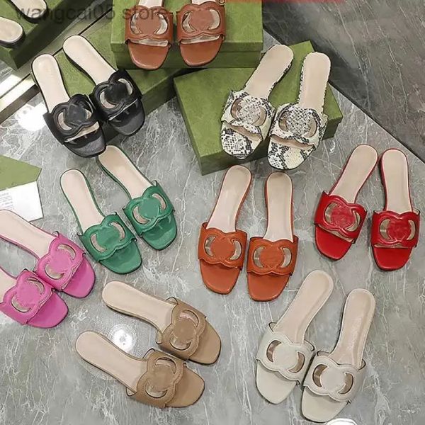 

slippers sandals g-slipper slipper slide women interlocking cut-out shoes lady flip flops slip on beach slide flat casual walking t23070 ijm, Black