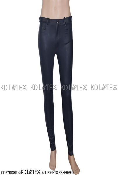 

black latex trousers with pockets white trims rubber pants jeans leggings plus size 00089158456