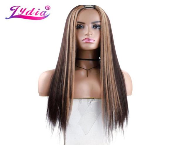 

synthetic wigs lydia long silky straight u part natural mixed 427 color hair heat resistant 20inch for women ladies daily2441566, Black