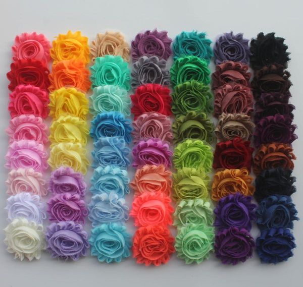 

100pcs 25quot chiffon shabby flowers for baby hair accessoriesshabby chiffon flower for girls headbandshair clip flowers2258631, Slivery;white