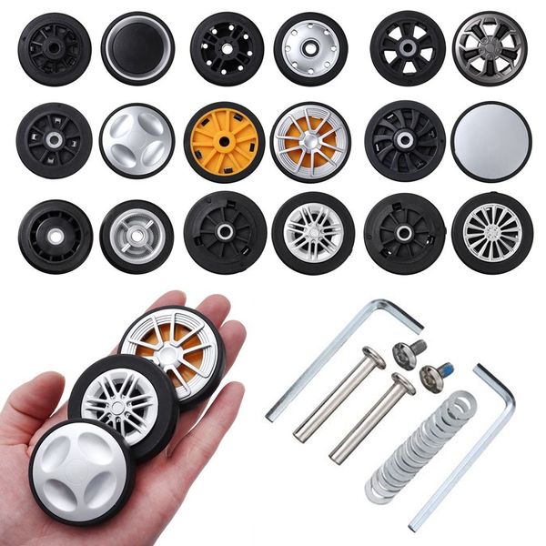 

bag parts accessories 4pcs/set replace wheels with screw for travel luggage suitcase diy repair tool durable silent caster wheel axles repai, Black