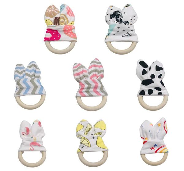 

47 colors infant baby teethers teething ring teeth fabric and wooden teething training crinkle material inside sensory toy soother6713427