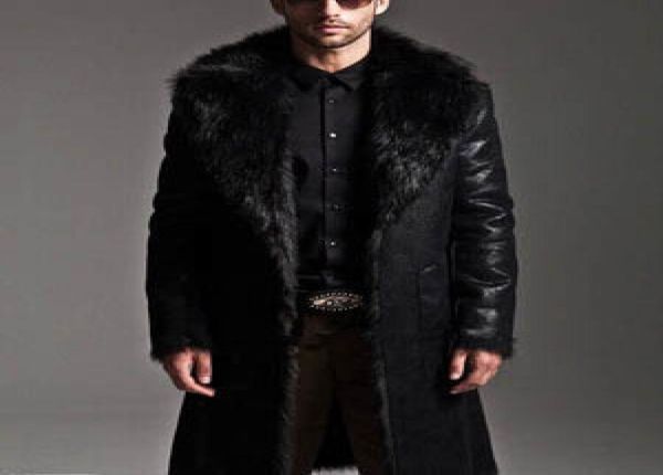 

plus size 7xl 2020 winter warm faux leather jackets men punk parka long double sieded overcoats men fur coat outwear2643421, Black