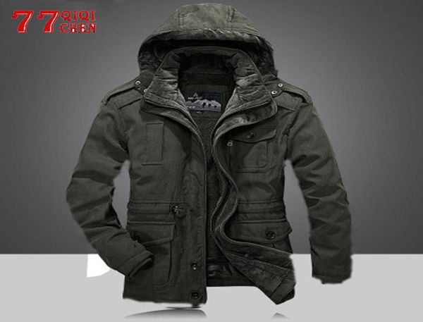 

men039s winter jacket thicken warm hooded brand army green jacket coat men cotton khaki fleece thick coats4699375, Black;brown