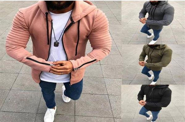 

spring and autumn new european and american mens solid color zipper hooded mens jacket cardigan outerwear coats jackets236v7013067, Black;brown