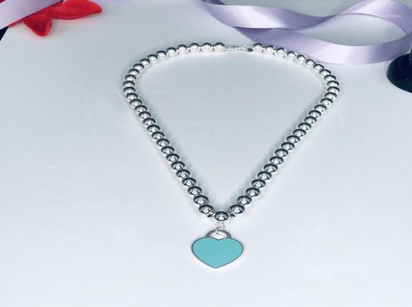 

s925cnc enamel love ball necklace red blue pink heart pendant bracelet women039s holiday gift5163467, Silver