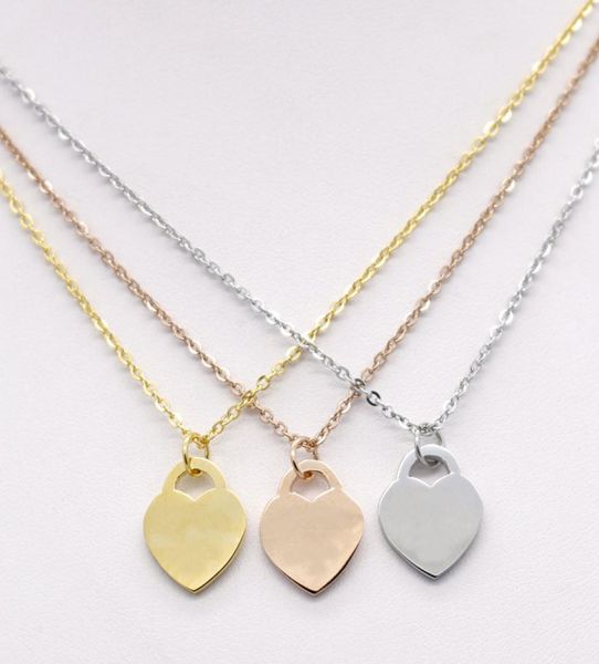 

stainless steel fashion heartshaped t necklace short female jewelry 18k gold titanium peach heart necklace pendant for woman2099400, Silver