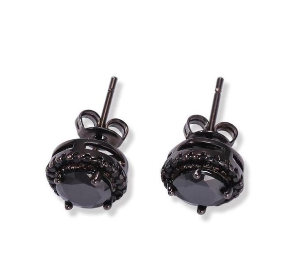 

hip hop men black silver cz round stud earrings for men women screw back trendy jewelry 9mmx9mm1107156, Golden;silver