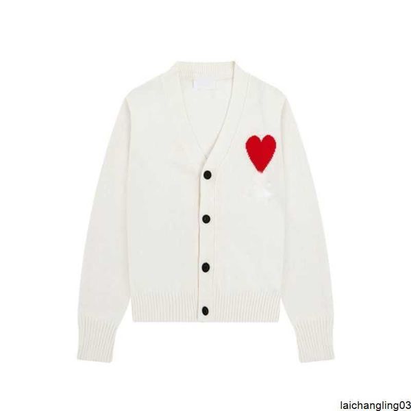

fashionable paris designer men's sweater amis de coeur macaron love jacquard cardigan for men and womenno2q, White;black