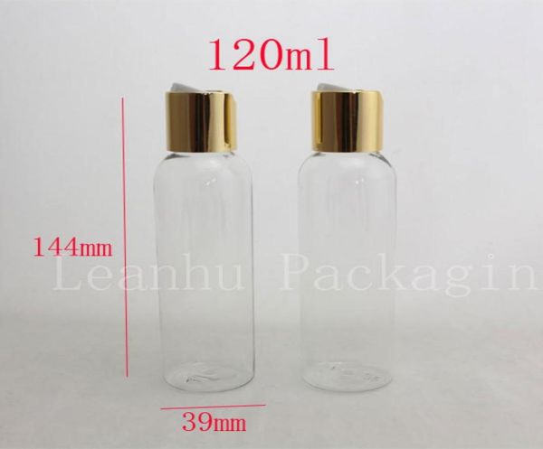 

120ml x50 empty transparent cosmetic bottle containers with gold aluminum disc cap pressaluminum cap lotion bottls 4oz9888477