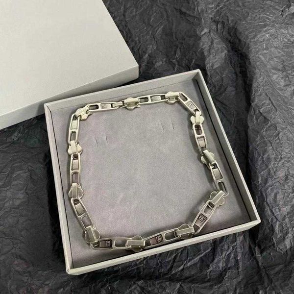 

fashion designer double b b temperament keychain spliced necklace bone chain cuban double b light luxury versatile neckchain, Silver