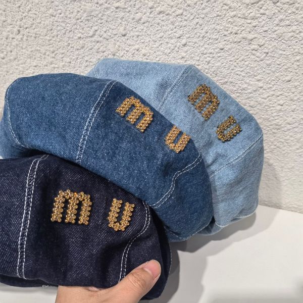

spring/summer cowboy letter mi u beret preppy casual pumpkin hat ladies aged bud hat, Blue;gray
